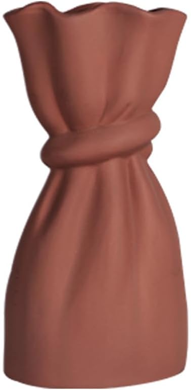 Crinkle Paper Bag Shape Ceramic Vase Cloth Bag Ceramic Dry Vase Creative Retro Work of Art Home Decorative Flower Arrangement Luxury Household Ornaments