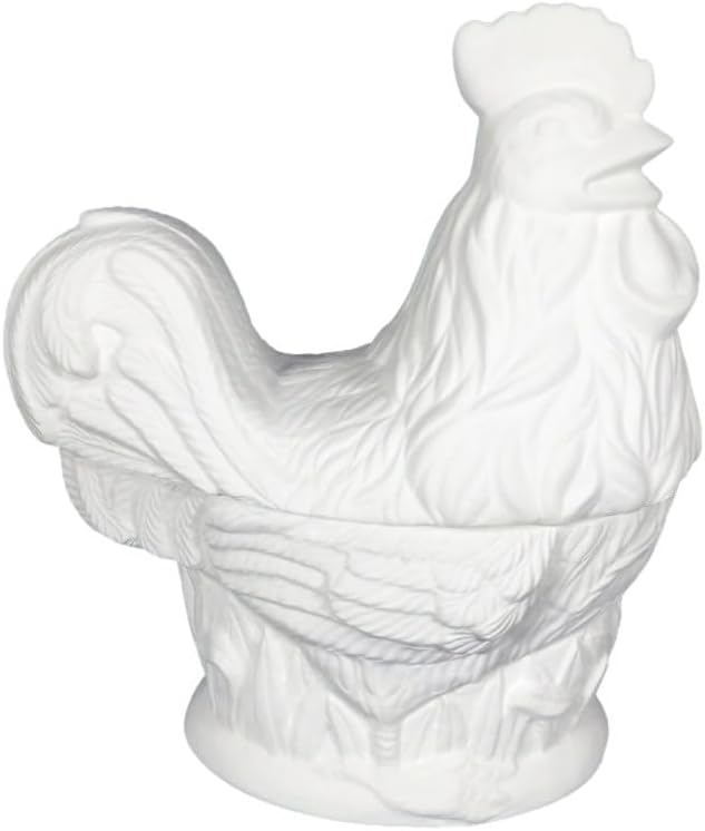 Rooster Sugar Bowl, Ready to Paint Ceramic Bisque, Unglazed Inside, Unpainted