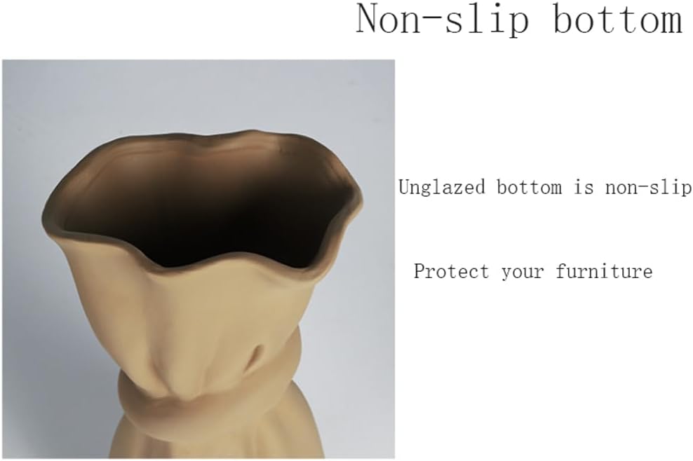 Crinkle Paper Bag Shape Ceramic Vase Cloth Bag Ceramic Dry Vase Creative Retro Work of Art Home Decorative Flower Arrangement Luxury Household Ornaments