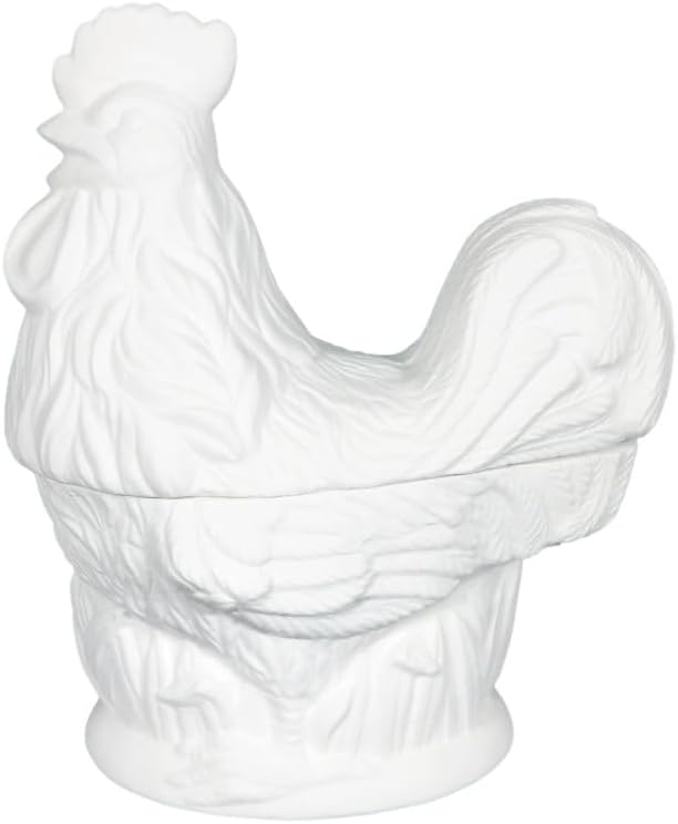 Rooster Sugar Bowl, Ready to Paint Ceramic Bisque, Unglazed Inside, Unpainted