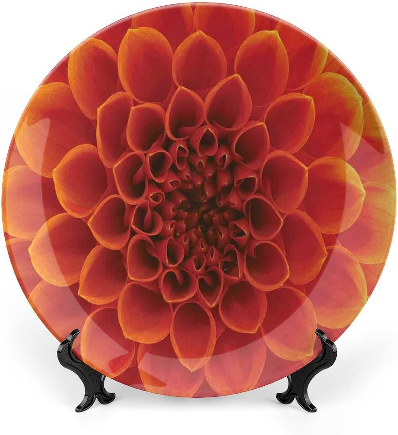 Ceramic Display Plate, Abstract Decor Ceramic Hanging Decorative Plate, Modern Rainbow like Wavy with Blank Pattern, 6 Inch, Living Room Kitchen Decoration Household, Blue Purple Orange and Red