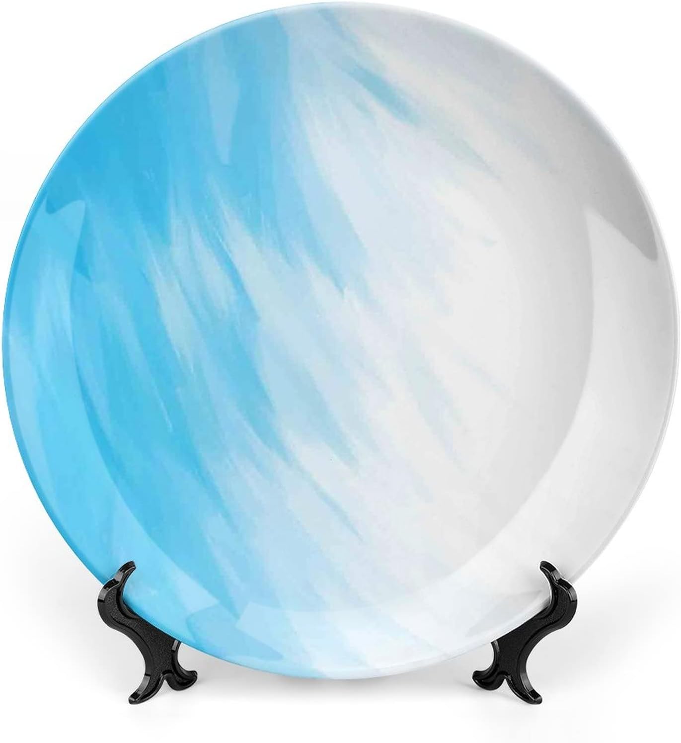 Ceramic Display Plate, Abstract Decor Ceramic Hanging Decorative Plate, Modern Rainbow like Wavy with Blank Pattern, 6 Inch, Living Room Kitchen Decoration Household, Blue Purple Orange and Red