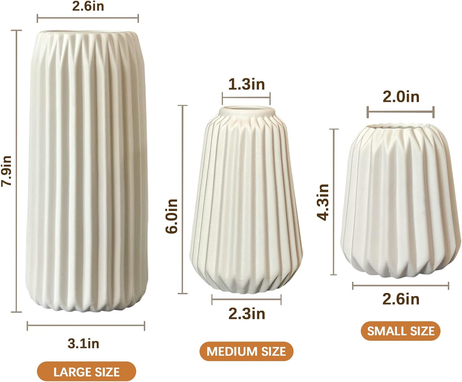 Ceramic Vases Set of 3-White Vase for Modern Home Decor, Flower Vases for Aesthetic Room Decor,Boho Decor Wedding Dinner Table Party Office Centerpiece Table Decorations (White 3 Set)