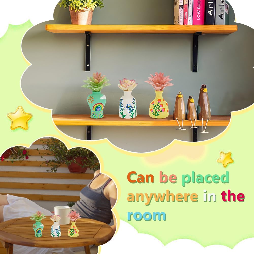WEBEEDY 3 Styles Vase Pottery Painting Kit Paint Your Own Ceramic Pottery Unpainted Ceramic Flower Pots DIY Arts and Crafts Kit for Beginners Classroom Craft Project Fun Home Acticity