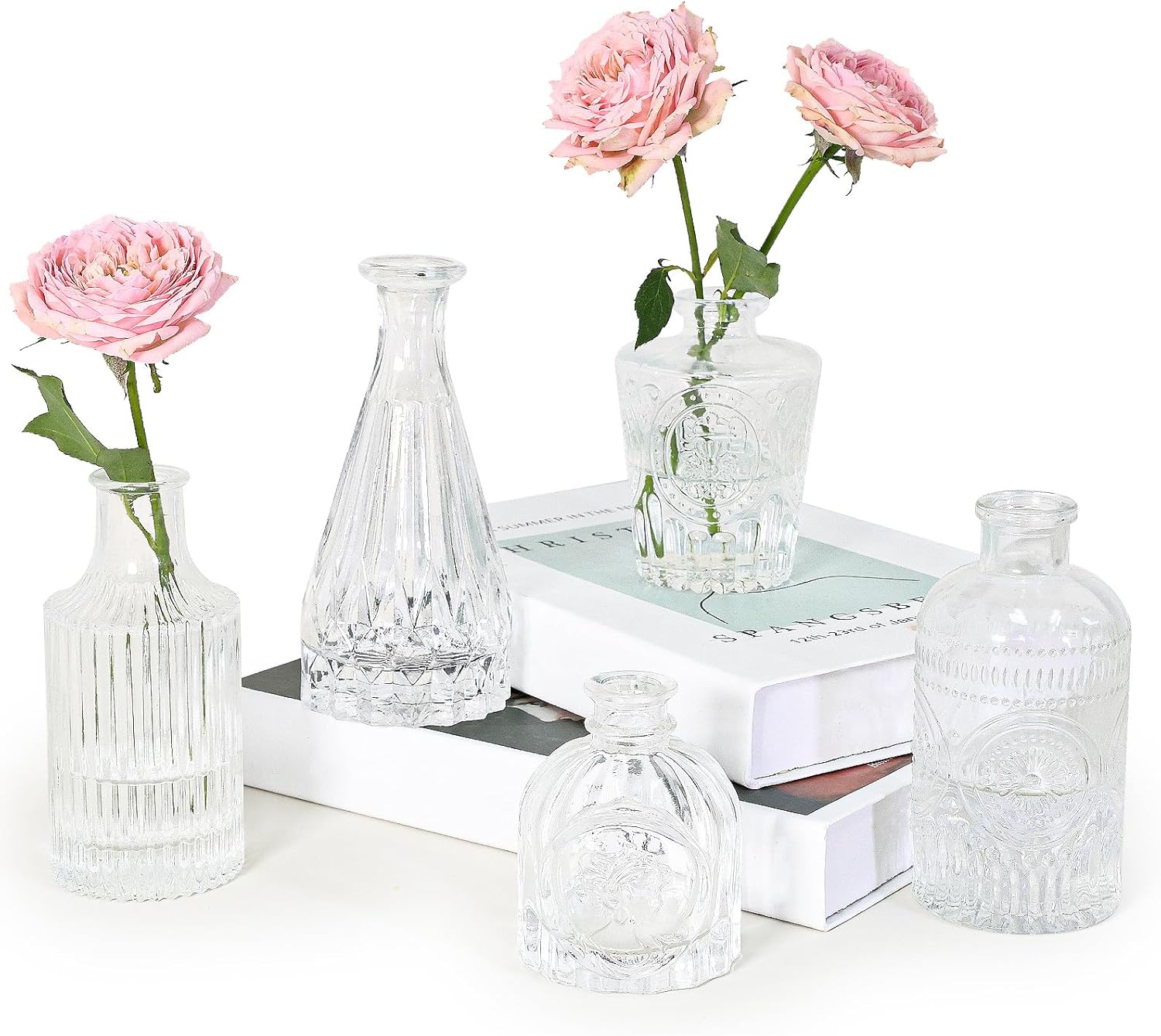 12pcs Glass Bud Vase Set, Small Clear Flower Vases for Centerpieces in Bulk, Mini Vintage Vase for Wedding, Home,Table Decoration