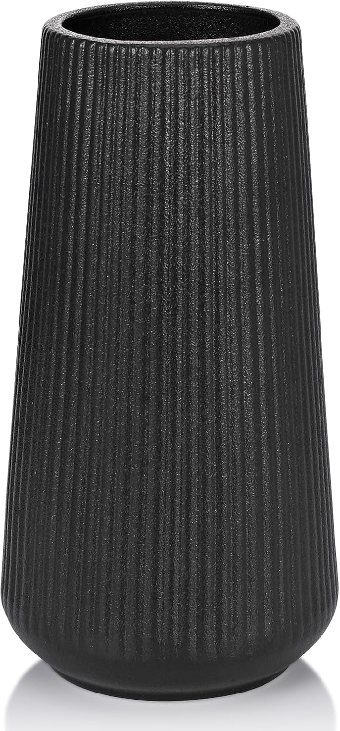 White Ceramic Vase, GUKJOB Small Cute Flower Vase for Pampas Grass, Home, Living Room, Dining Table, Farmhouse, Office Decor, Bedroom, Table, and Kitchen Shelf (White)