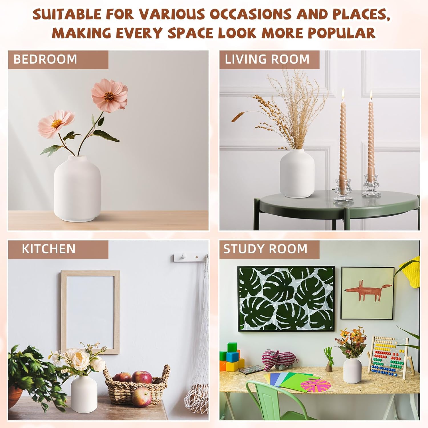 Tioncy 15 Set 3. 9"*2. 76" White Ceramic Bud Vases Bulk Boho Small Flower Wedding Centerpieces White Ceramic Vases for Dry Flowers Pampas Garss Home Valentines DIY Wedding Table Decor