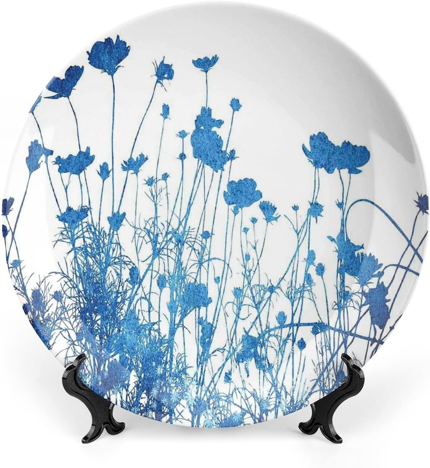 Ceramic Display Plate, Abstract Decor Ceramic Hanging Decorative Plate, Modern Rainbow like Wavy with Blank Pattern, 6 Inch, Living Room Kitchen Decoration Household, Blue Purple Orange and Red