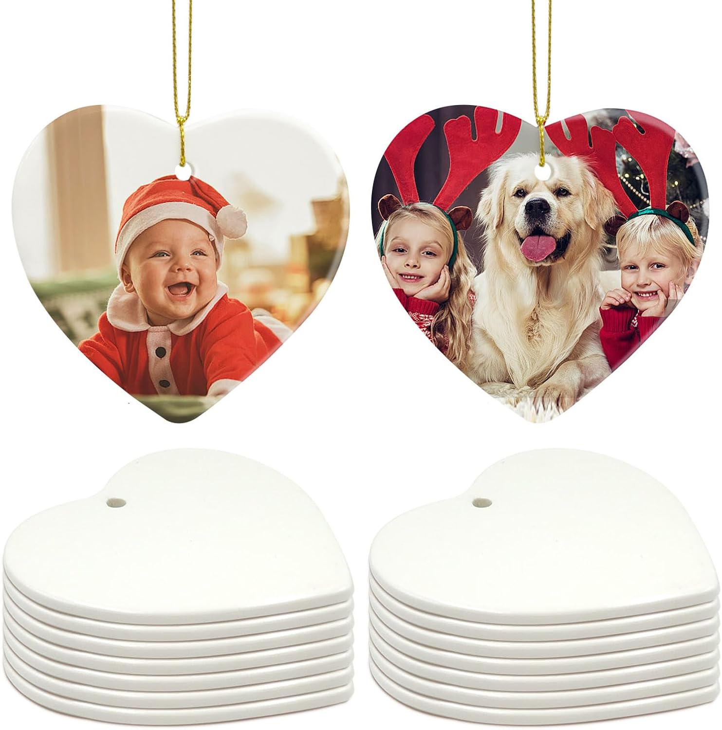 Sublimation Ornament Blanks Bulk, Sublimation Christmas Ornament Blanks Ceramic Sublimation Ornaments for Christmas Tree Decor Personalized Christmas Ornaments as Party Decorations Gifts for Women