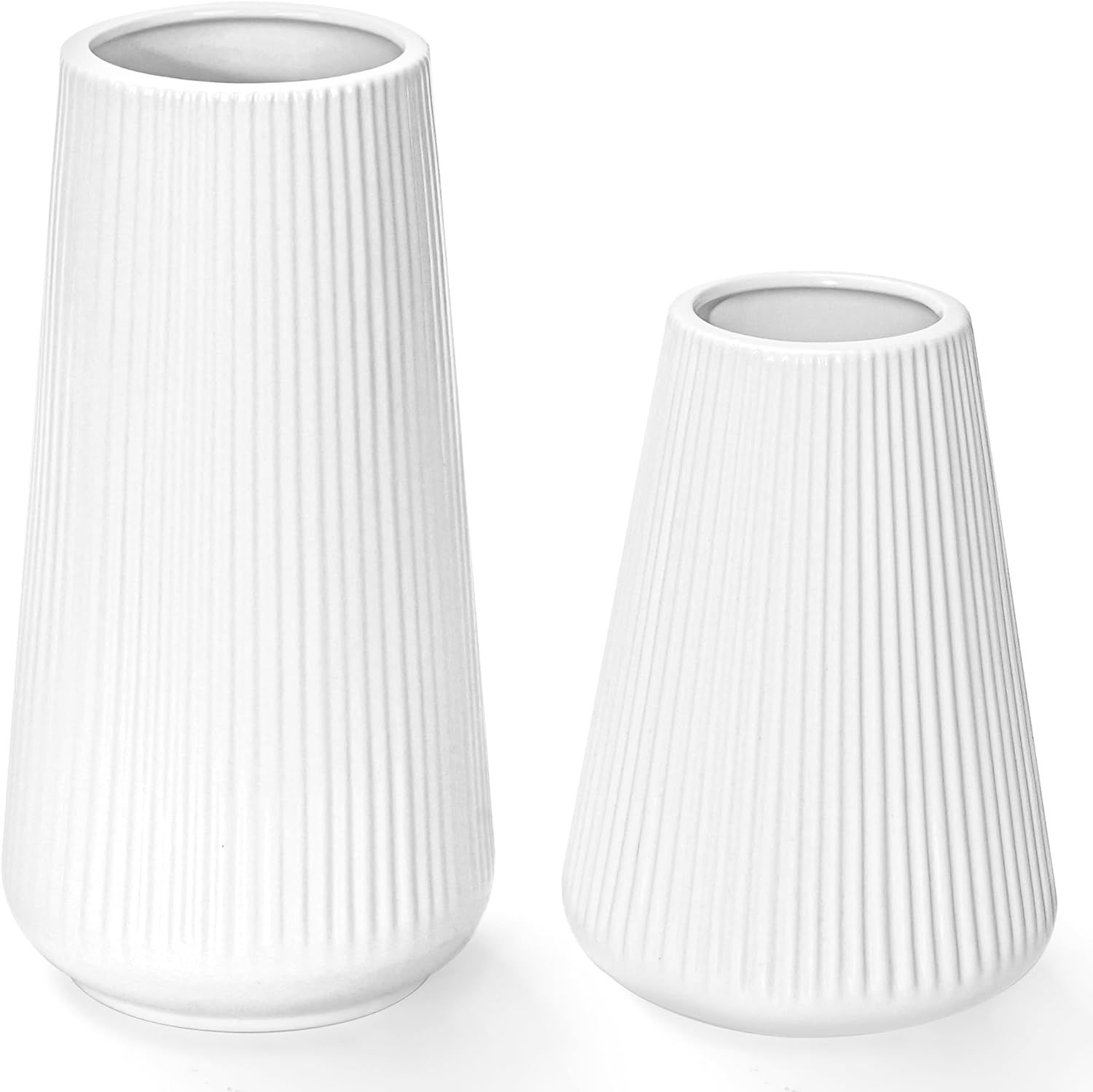 White Ceramic Vase, GUKJOB Small Cute Flower Vase for Pampas Grass, Home, Living Room, Dining Table, Farmhouse, Office Decor, Bedroom, Table, and Kitchen Shelf (White)