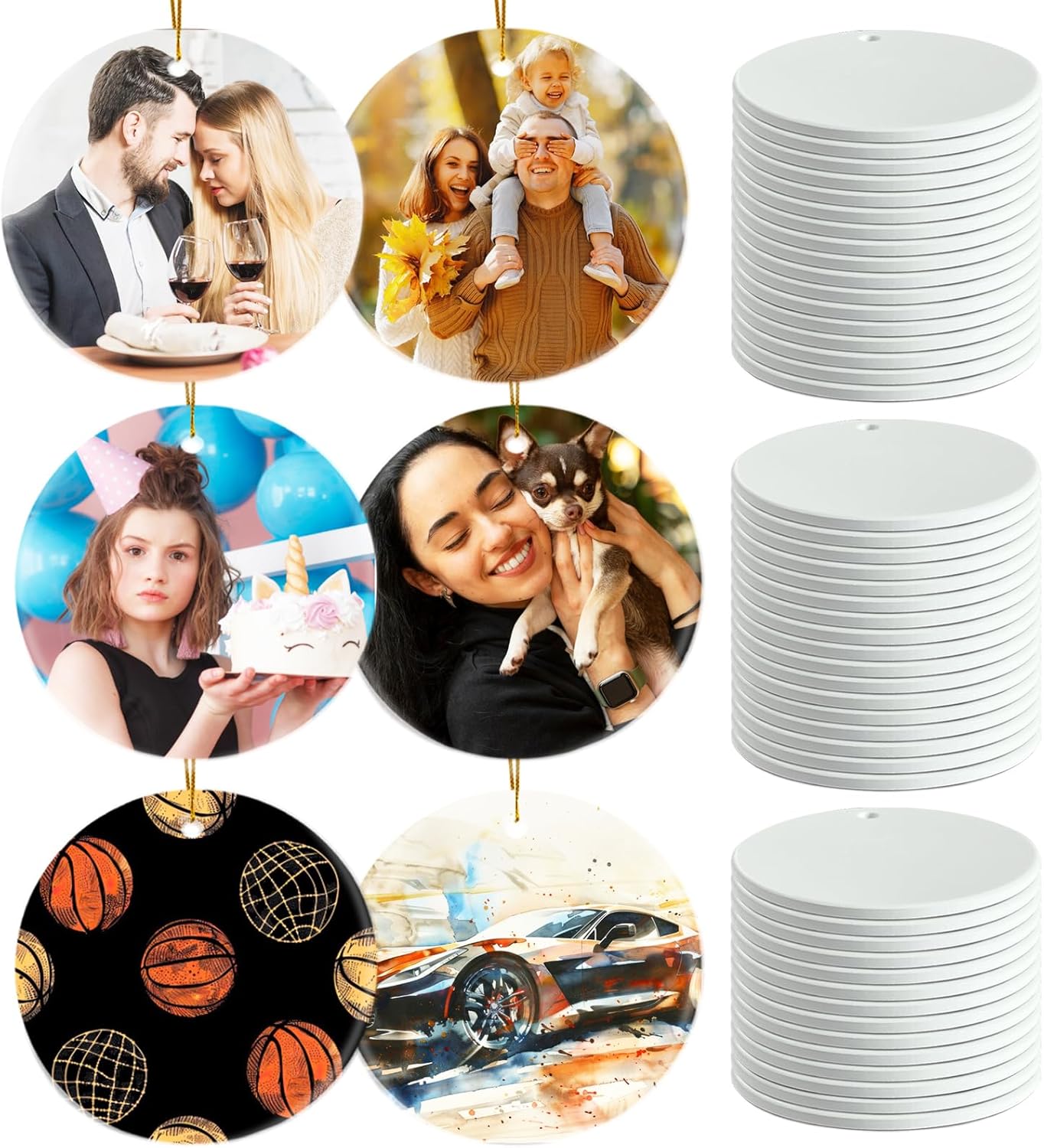 Sublimation Ornament Blanks Bulk, Sublimation Christmas Ornament Blanks Ceramic Sublimation Ornaments for Christmas Tree Decor Personalized Christmas Ornaments as Party Decorations Gifts for Women