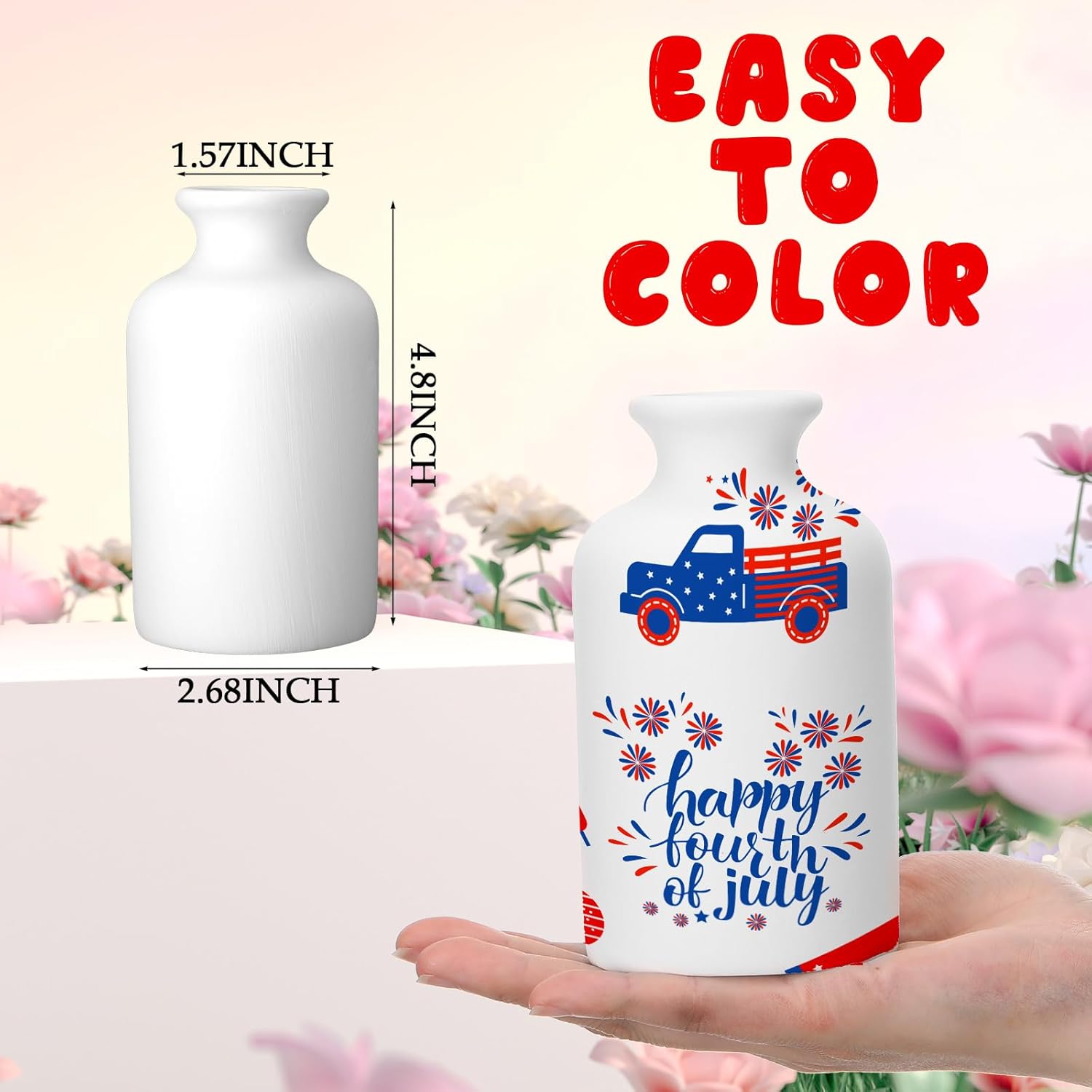 4 Set Paint Your Own Porcelain Paint Vase Art Project White Ceramic Painting Kit for Adults Porcelain Vase Decorating Kit with Art Supplies DIY(Classic)