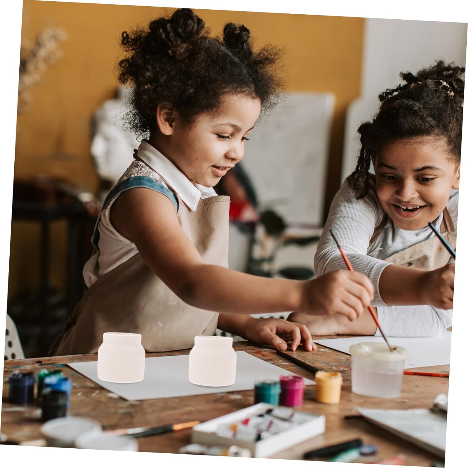 Hemoton 2pcs DIY Hand-Painted Flower Pot Ceramic Planters Coloring Flower Pots for Indoor Decor