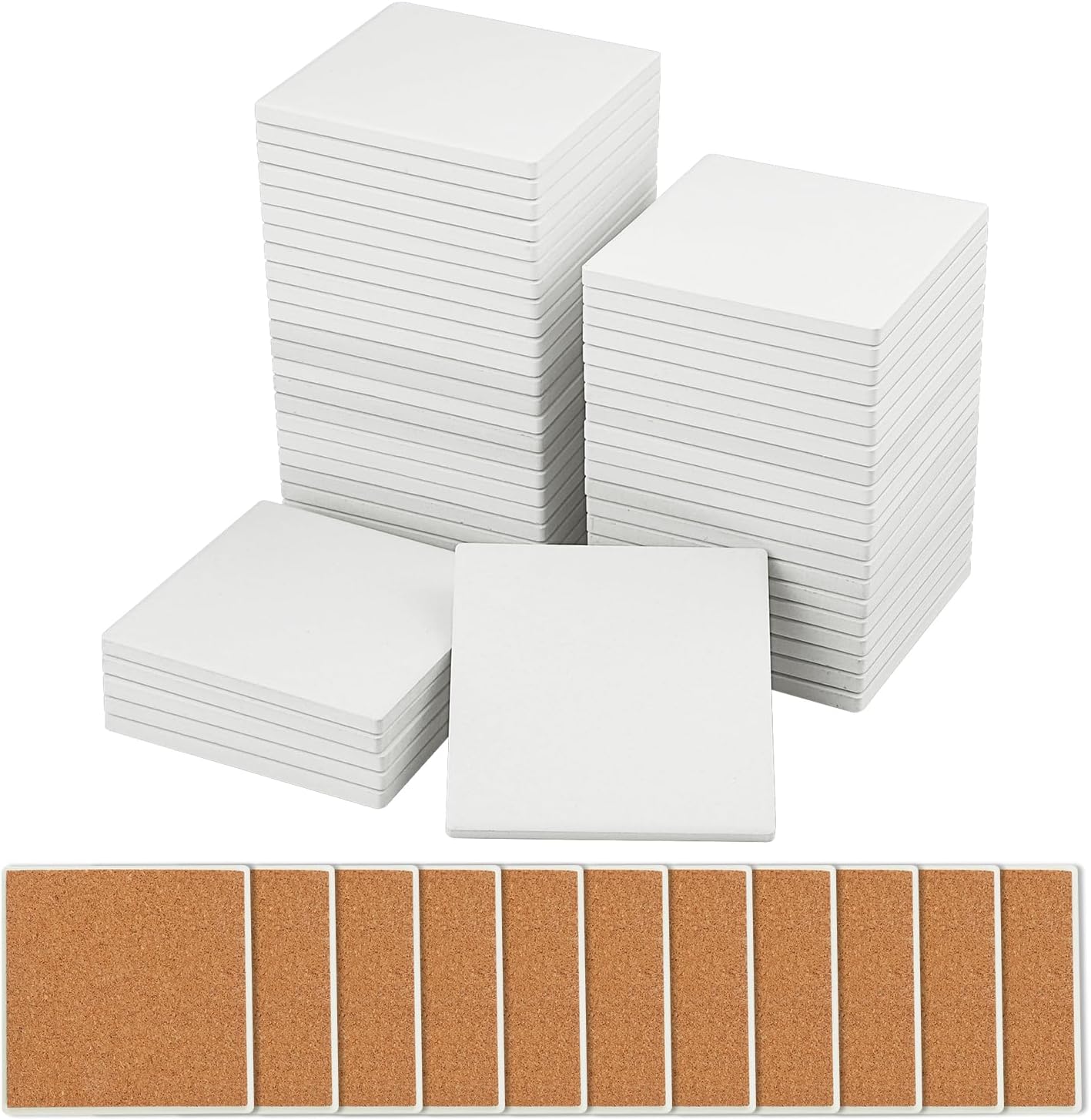 40 Pieces 4 Inch Round Blank Ceramic Coasters, Unglazed Ceramic Tiles Coasters, Ceramic Tiles with Cork Backing Pads for Painting, DIY Crafts, Mosaics, Circular, White.by GNIEMCKIN.