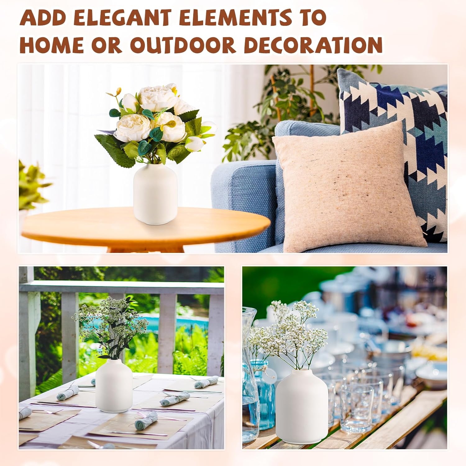 Tioncy 15 Set 3. 9"*2. 76" White Ceramic Bud Vases Bulk Boho Small Flower Wedding Centerpieces White Ceramic Vases for Dry Flowers Pampas Garss Home Valentines DIY Wedding Table Decor