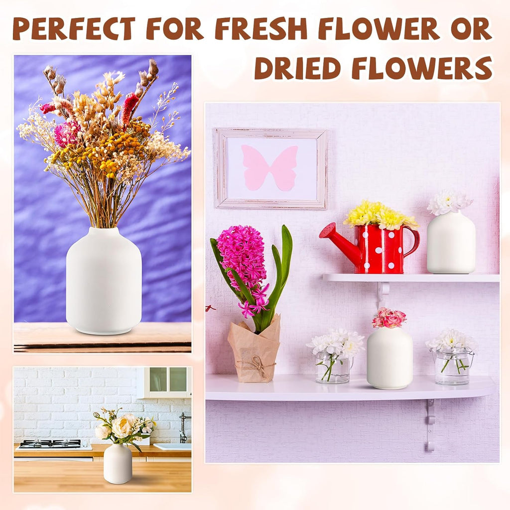 Tioncy 15 Set 3. 9"*2. 76" White Ceramic Bud Vases Bulk Boho Small Flower Wedding Centerpieces White Ceramic Vases for Dry Flowers Pampas Garss Home Valentines DIY Wedding Table Decor