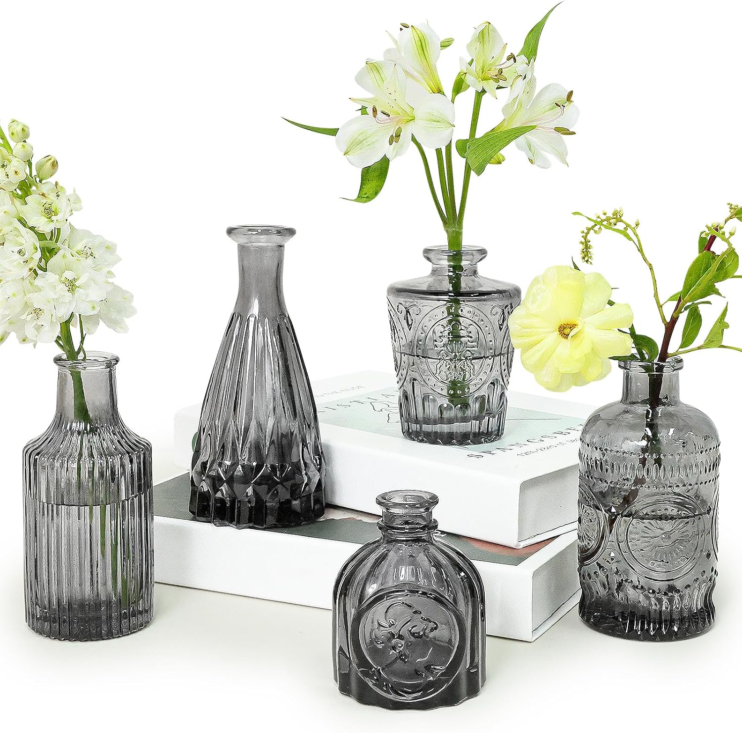 12pcs Glass Bud Vase Set, Small Clear Flower Vases for Centerpieces in Bulk, Mini Vintage Vase for Wedding, Home,Table Decoration